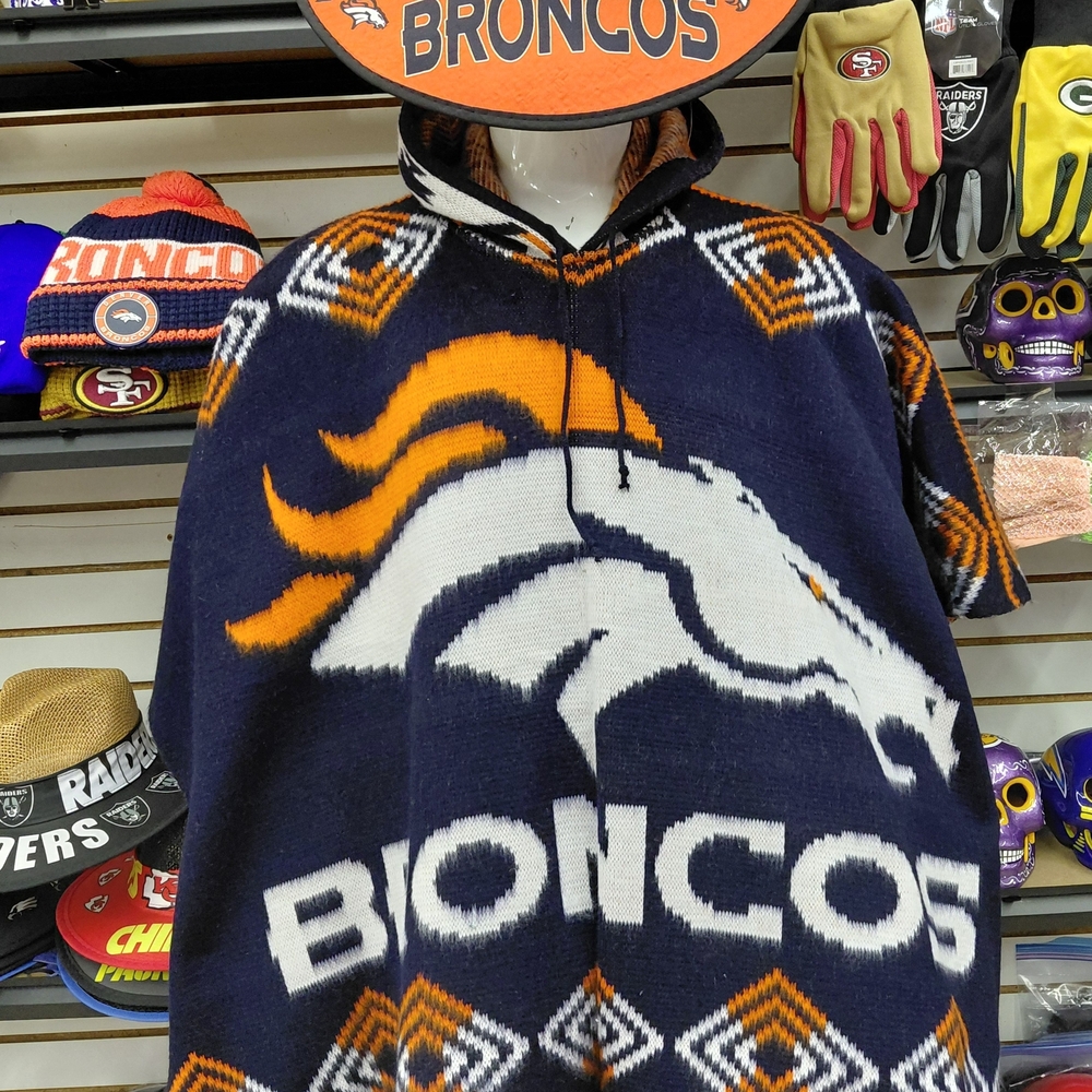 Broncos Navy and Orange Poncho